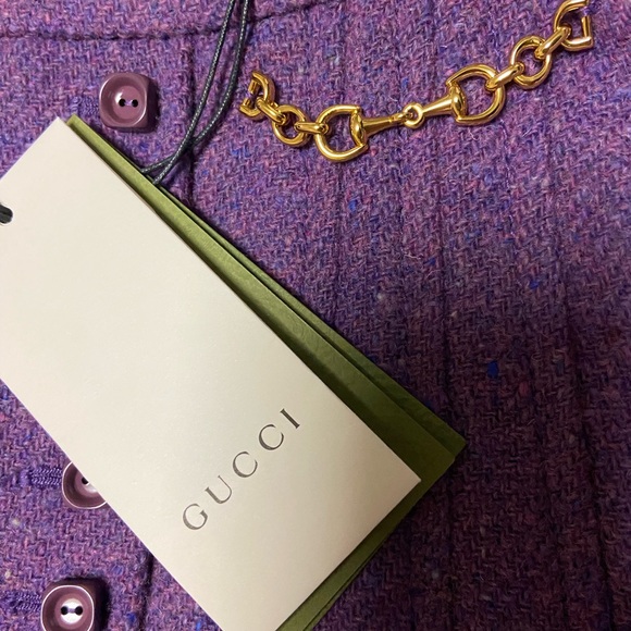 Gucci Purple Wool Tweed Horsebits Skirt - Picture 3 of 11